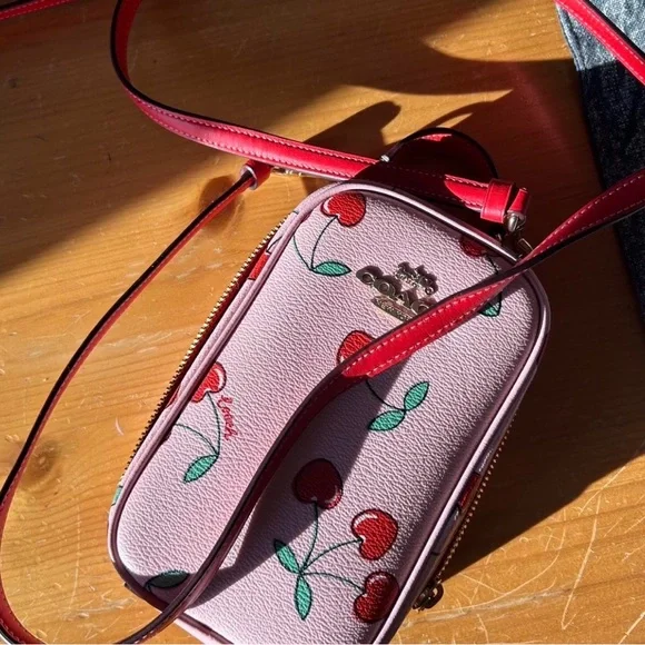 Coach Cherry Print Pink Crossbody Bag - Picture 4 of 10